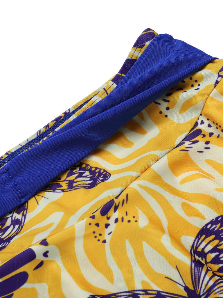 1950s Solid Top & Double Layer Printing Swimsuit, vintage top, retro blouse - perfect for women who love vintage and retro fashion