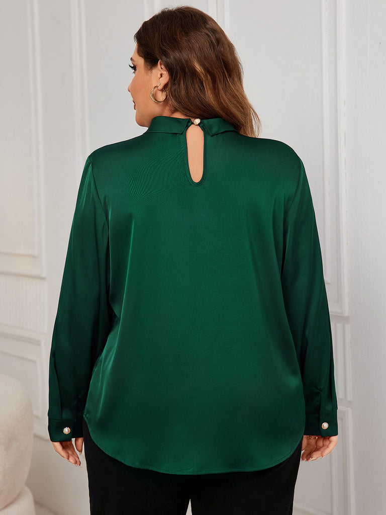 1950s Solid Twist Satin Blouse — 1950s jazz-age spirit for her morning coffee