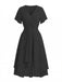 1950s-Solid-V-Neck-Ruffle-Sleeve-Chiffon-Asymmetrical-Dress, vintage, retro, dress