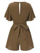 1950s Solid V-Neck Cotton Flounce Sleeve Romper - vintage jumpsuit, retro fashion