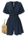 1950s Solid V-Neck Cotton Flounce Sleeve Romper - vintage jumpsuit, retro fashion