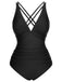 1950s Solid V-Neck One-Piece Swimsuit: 1950s Riviera elegance, reimagined for her