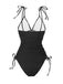 1950s Solid V-Neck Ruched One-Piece Swimsuit - vintage swimsuit, pin-up style