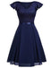 She slips into this 1950s Solid V-Neck Ruffle Sleeves Lace Dress and suddenly it's a 1950s daydream