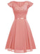 This 1950s Solid V-Neck Ruffle Sleeves Lace Dress wraps her in 1950s elegance, one twirl at a time