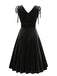 1950s Solid Velvet Lace-Up V-Neck Dress — vintage elegance for the modern woman