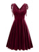 1950s Solid Velvet Lace-Up V-Neck Dress — vintage elegance for the modern woman