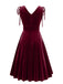 1950s Solid Velvet Lace-Up V-Neck Dress — vintage elegance for the modern woman