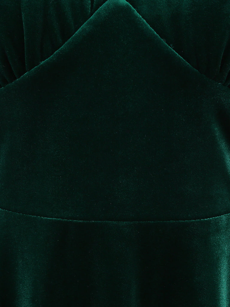 1950s Solid Velvet Lace-Up V-Neck Dress: timeless style reimagined