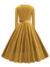 1950s Solid Velvet V-Neck Swing Dress — the kind of 1950s dress that makes strangers smile