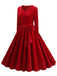 1950s Solid Velvet V-Neck Swing Dress: where 1950s romance meets her modern spirit