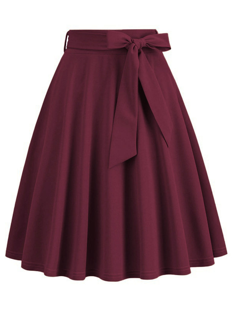 This 1950s Solid Waist Tie Swing Skirt spins 1950s stories with every step