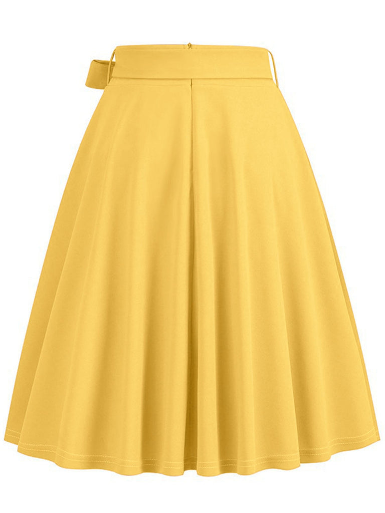 She sways in this 1950s Solid Waist Tie Swing Skirt and it's pure 1950s magic
