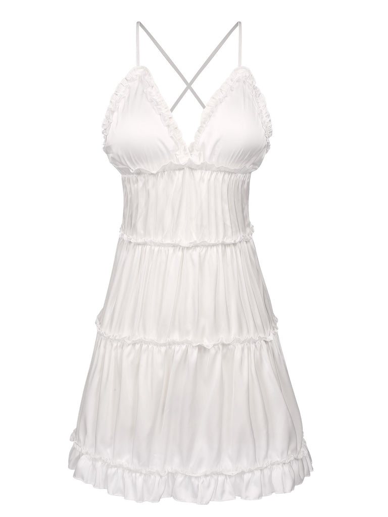 1950s Solid Wrinkle Spaghetti Straps Nightgown, vintage fashion, retro style - perfect for women who love vintage and retro fashion