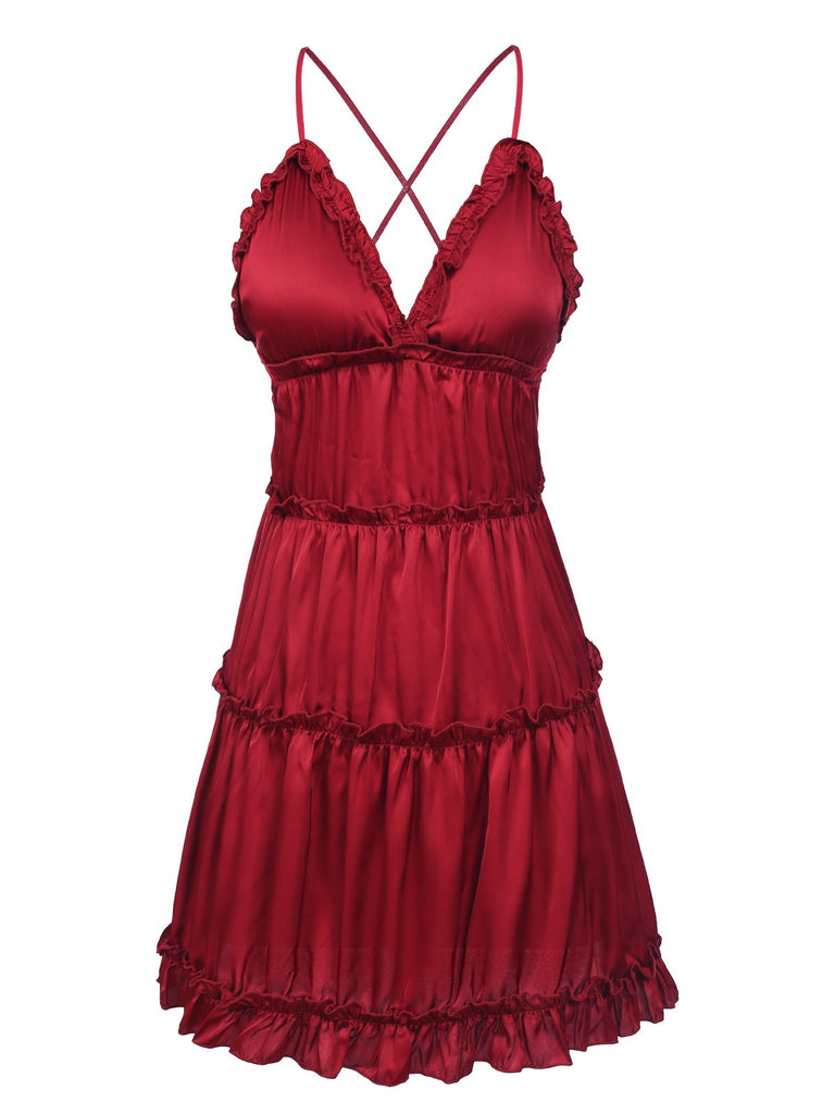 1950s Solid Wrinkle Spaghetti Straps Nightgown, vintage fashion, retro style - perfect for women who love vintage and retro fashion