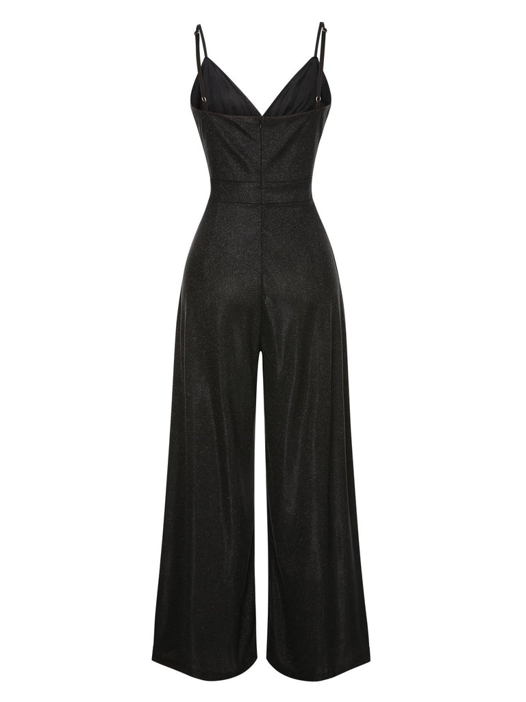This 1950s Spaghetti Strap Deep V-Neck Jumpsuit whispers 1950s secrets to those who notice