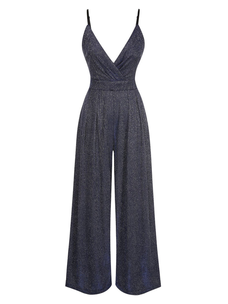 1950s Spaghetti Strap Deep V-Neck Jumpsuit — 1950s vintage charm for her modern wardrobe