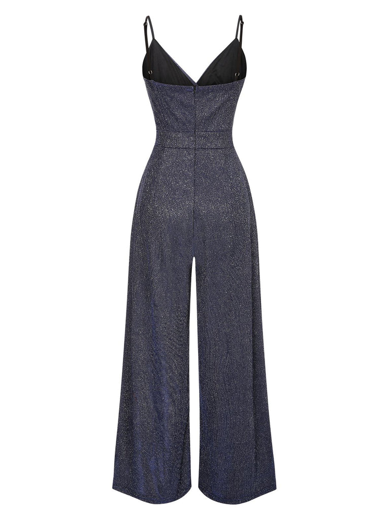 1950s Spaghetti Strap Deep V-Neck Jumpsuit: timeless 1950s elegance she makes her own
