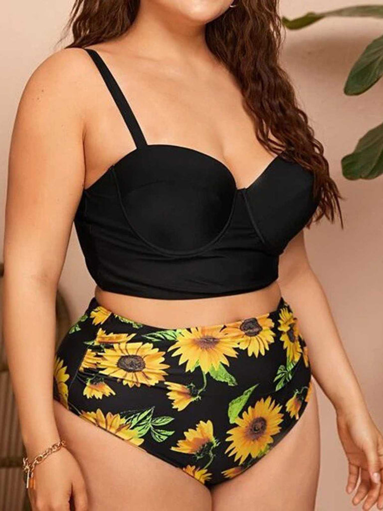 1950s Spaghetti Strap Floral Swimsuit: 1950s Riviera elegance, reimagined for her
