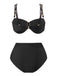 1950s Spaghetti Strap Jewel High-Waist Solid Bikini Set - vintage fashion, retro style
