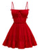 1950s Spaghetti Strap Lace-Up Backless Skater Dress - vintage dress, retro fashion, rockabilly