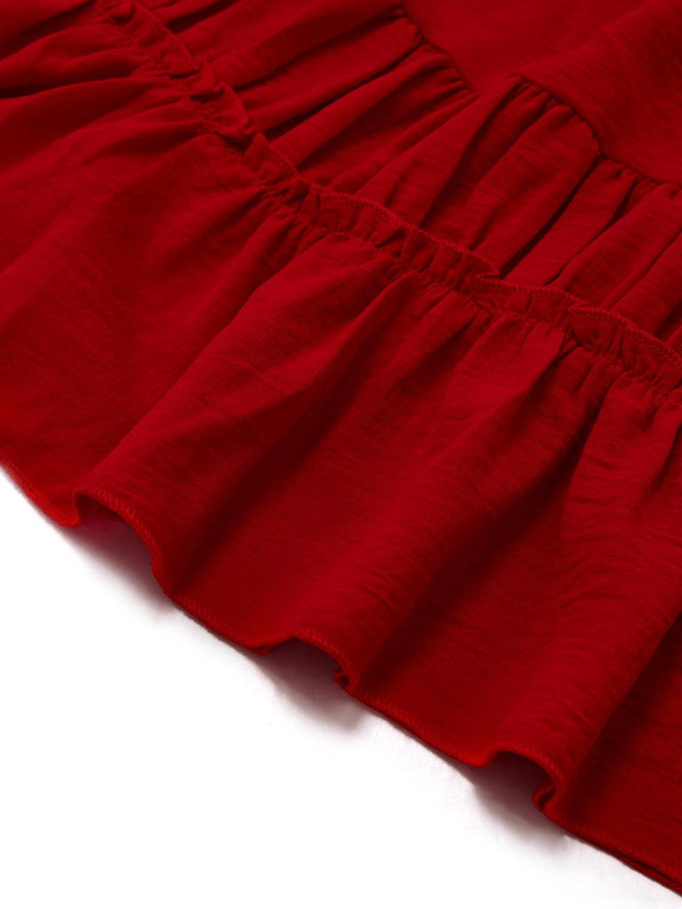 1950s Spaghetti Strap Lace-Up Backless Skater Dress - vintage dress, retro fashion, rockabilly