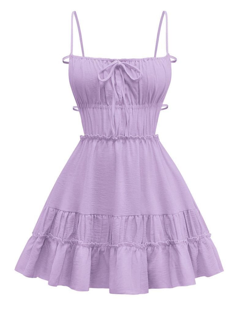 1950s Spaghetti Strap Lace-Up Backless Skater Dress - vintage dress, retro fashion, rockabilly