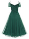 1950s Spaghetti Strap Off-Shoulder Mesh Dress: where 1950s romance meets her modern spirit