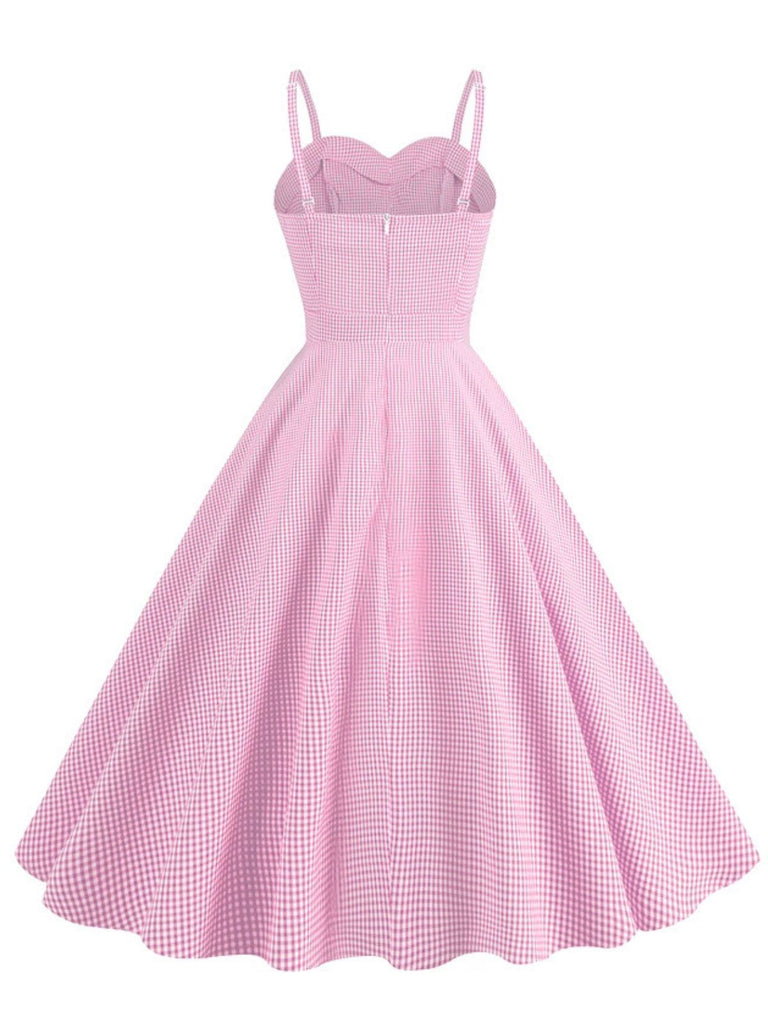 1950s Spaghetti Strap Plaids Button Swing Dress - vintage dress, retro fashion, rockabilly