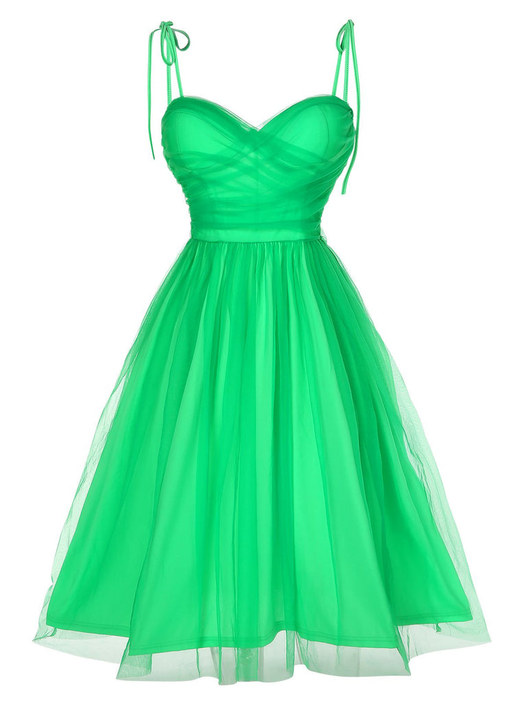 1950s Spaghetti Strap Solid Mesh Dress — a 1950s silhouette that turns sidewalks into runways