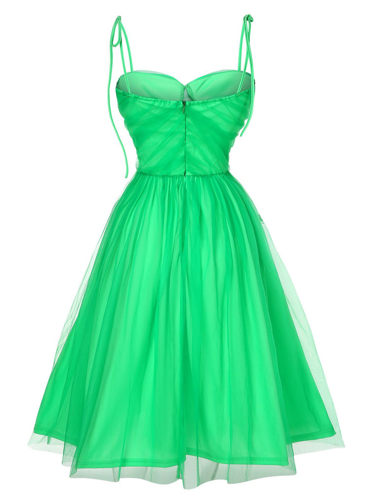 1950s Spaghetti Strap Solid Mesh Dress: where 1950s romance meets her modern spirit