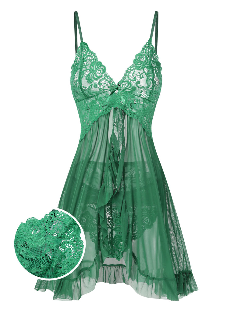 1950s Spaghetti Straps Lace Sheer Nightdress — the kind of 1950s dress that makes strangers smile