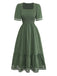 1950s Square Neck A-Line Short Sleeve Dress 2