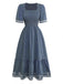 1950s Square Neck A-Line Short Sleeve Dress 8
