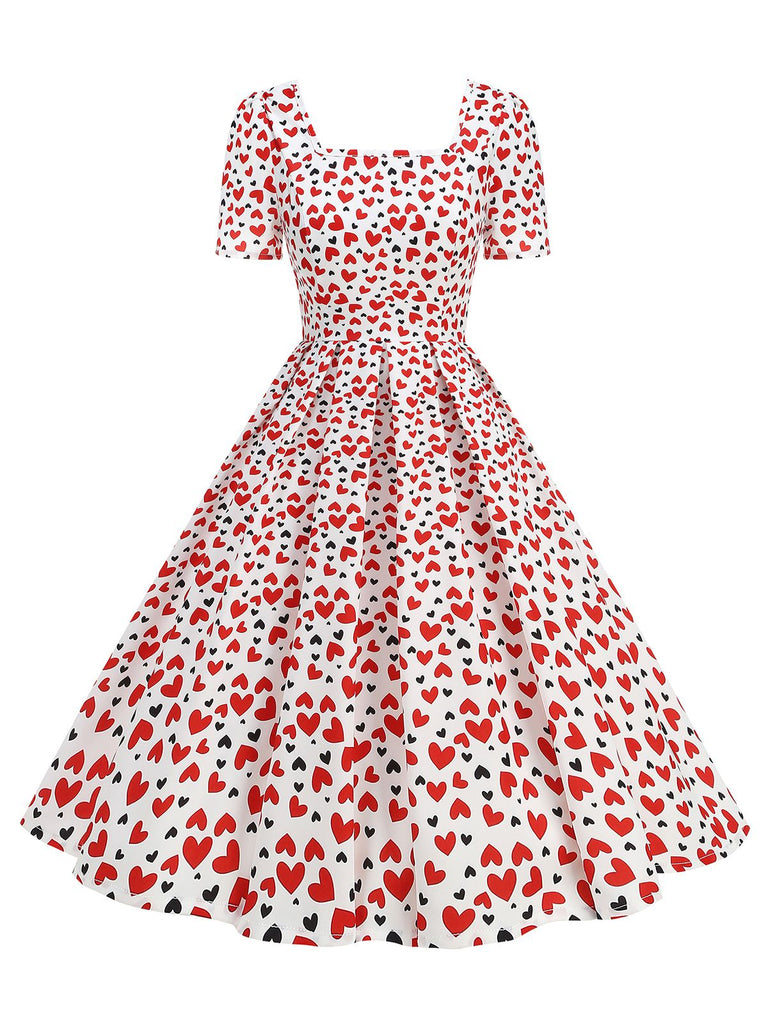 1950s Square Neck Heart Dots Dress — the kind of 1950s dress that makes strangers smile