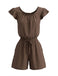 1950s Square Neck Ruffle Sleeve Drawstring Romper - vintage romper, retro jumpsuit for vintage lovers