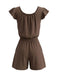 1950s Square Neck Ruffle Sleeve Drawstring Romper - vintage romper, retro jumpsuit for vintage lovers