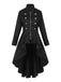 1950s Stand Collar Solid High-Low Hem Button Coat - vintage fashion, retro style