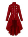 1950s Stand Collar Solid High-Low Hem Button Coat - vintage fashion, retro style