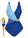 1950s Starfish V-Neck Tummy Control One-Piece Swimsuit - vintage swimwear, retro swimsuit, pin-up style for vintage lovers