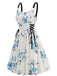 1950s Strap Floral Butterflies Lace-Up Corset Dress - vintage dress, retro fashion, rockabilly