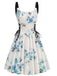 1950s Strap Floral Butterflies Lace-Up Corset Dress - vintage dress, retro fashion, rockabilly