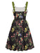 1950s Strap Floral Lace-Up Corset Dress - vintage dress, retro fashion, rockabilly