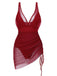 She's wearing 1950s Strap Sheer Mesh Solid One-Piece Swimsuit and the whole beach remembers the 1950s
