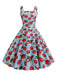 1950s Strap Strawberry Polka Dots Sleeveless Dress — the kind of 1950s dress that makes strangers smile