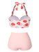 1950s Strawberry Halter Lace-Up Pleated Bikini Set - vintage fashion, retro style