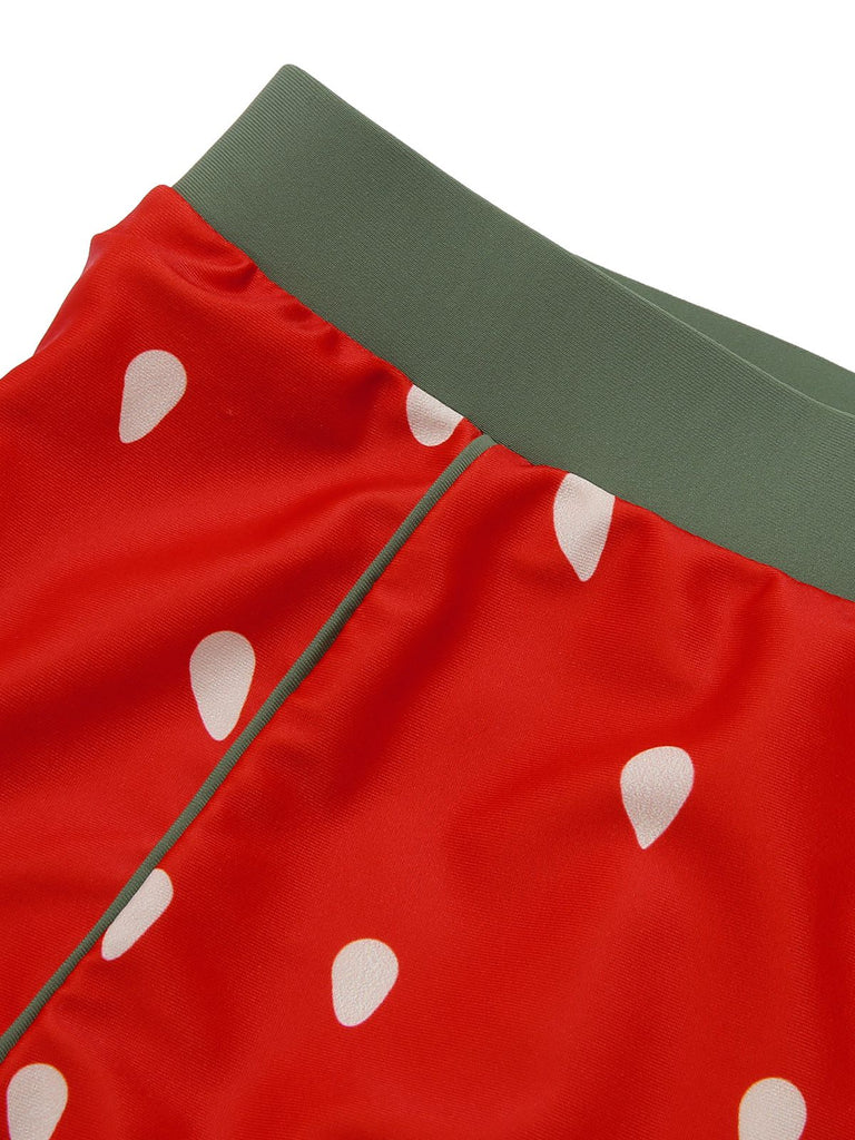 1950s Strawberry Ruffle Strap Swimsuit - vintage swimwear, retro beach style for women