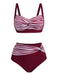 [Plus Size] 1950s Stripe Twisted Patchwork Strap Swimsuit, vintage swimsuit, pin-up swimwear - perfect for women who love vintage and retro fashion