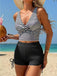 1950s Striped Cross Drawstring Tankini Set - vintage fashion, retro style