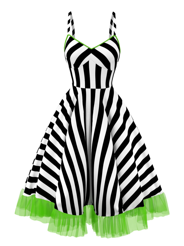 & 1950s Striped Fluorescent Lace Dress: where 1950s romance meets her modern spirit